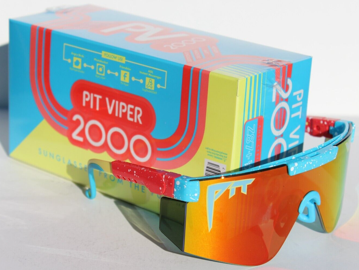 PIT VIPER The TP Roll 2000s Sunglasses Red Blue/Orange Shield NEW