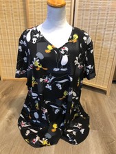 Scrubs Scrub Top Cartoon Looney Toons Tunes Sylvester And Tweety 2XL XXL H877 