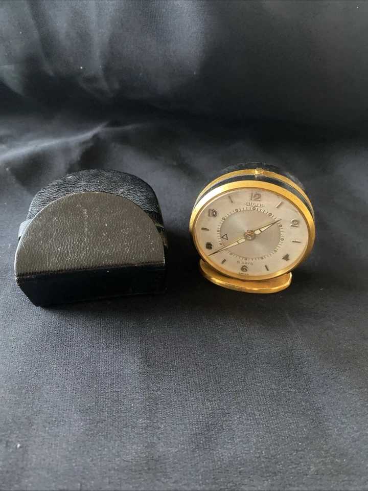 REVEIL ANCIEN DE BUREAU VOYAGE JAEGER 1950/ 1960-8 JOURS-FONCTIONNE. - Photo 2/4
