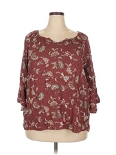 Naif Women Red 3/4 Sleeve Blouse 2X Plus