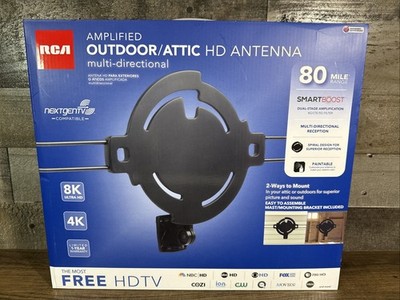 RCA / ANT860E / Amplified Outdoor HDTV Antenna / 80 Mile Range / New & Sealed