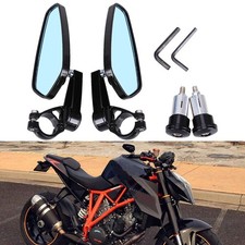 78 22mm Motorcycle Rear View Black Handle Bar End Side Rearview Mirrors Pair 78 22mm Motorcycle Rear View Black Handle Bar End Side Rearview Mirrors Pair