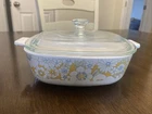 Vintage Corning Ware FLORAL BOUQUET Daisy Casserole 1 Qt  P-1-B, Pyrex Lid