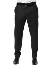 Dolce & Gabbana Black Cotton Mid Waist Dress Trouser Men's Pants Authentic