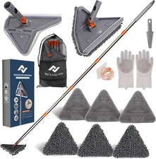 NexaGlow 80'' Extendable Wall Cleaner Mop 3-in-1 Rotating Head w/ Pads