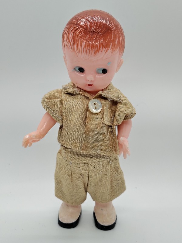 Vtg Knickerbocker 6" Plastic Boy Doll Painted Shoes & Socks Made In USA 1940s