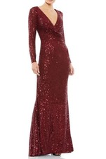 Leena for Mac Dougal Burgundy Sequin Dress Gown Formal Size 2 NWT Style 26574