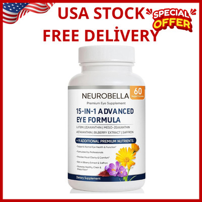 Neurobella Eye Formula, 15 in 1 Daily Eye Wellness Supplement with Lutein Zea...
