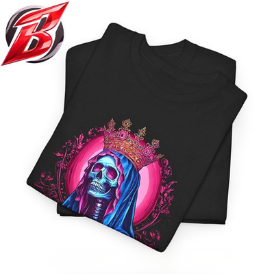 Santa Muerte Shirt   Day of the Dead Goddess Tee   Gothic Roses Top- Brand New