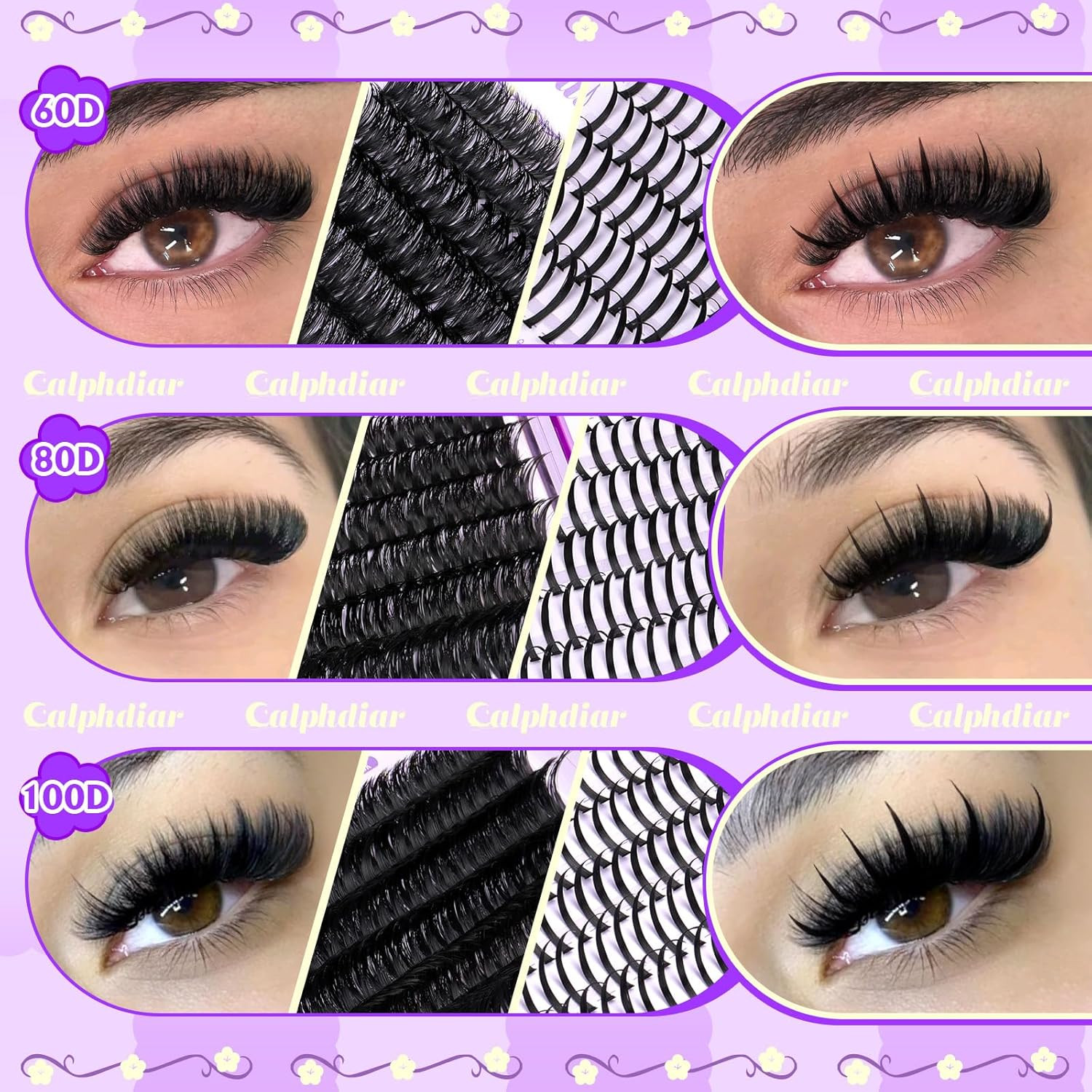 Lash Clusters with Spikes 60D-100D Volume Eyelash Clusters Spiky Individual Lash
