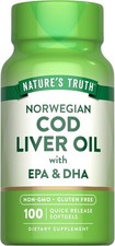 Cod Liver Oil Softgels  100 Count  EPA  DHA  Non-GMO  by Nature's Truth