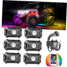 RGB White LED Rock Lights App Control Underglow 6 Pods RGB Pure White