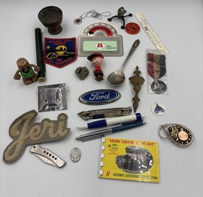 Vintage junk drawer lot items advertising Smalls Older As Shown Lot#4267