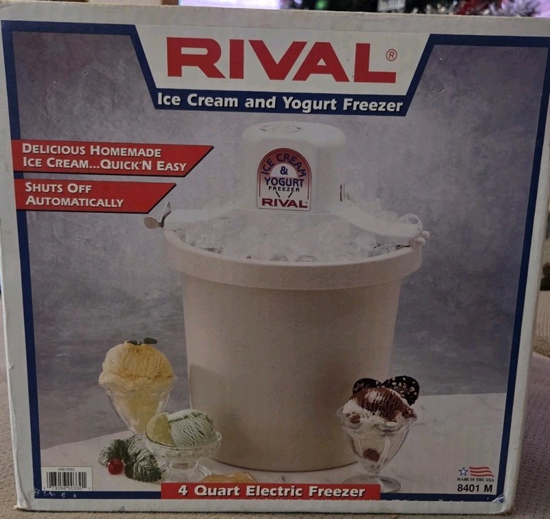 (Read) Rival Ice Cream Maker 4 QT Electric Yogurt Freezer 8401 In Original Box