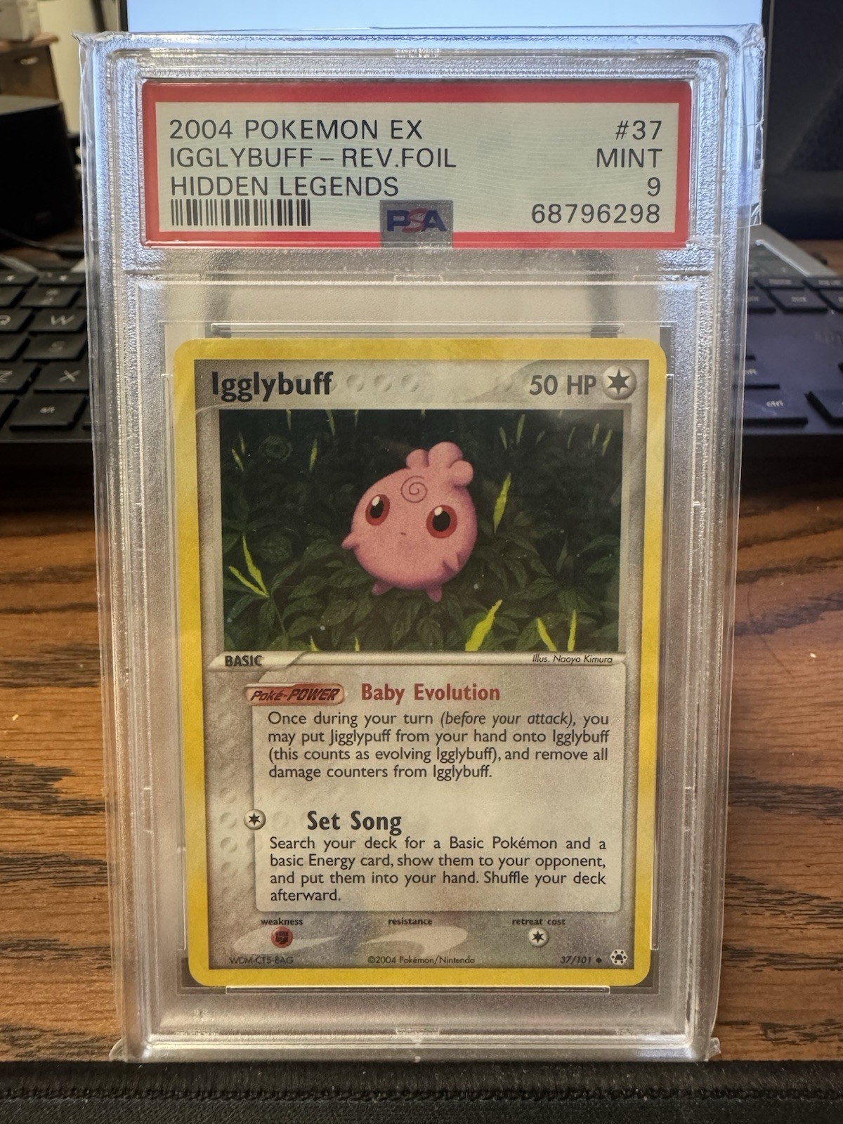 Pokemon PSA 9 MINT Igglybuff 37/101 EX Hidden Legends Reverse Holo 2004