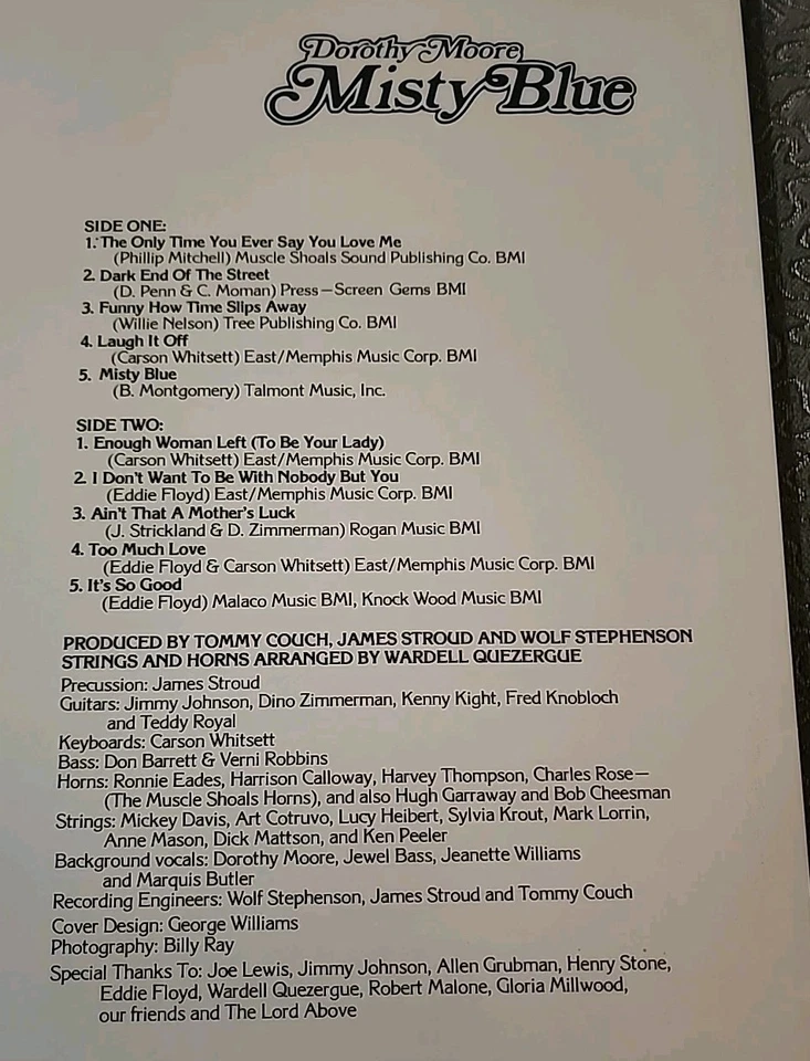 DOROTHY Moore 1976 Pressing Lp Of Misty Blue It's Graded A Strong VG ++ - Image 3 of 4