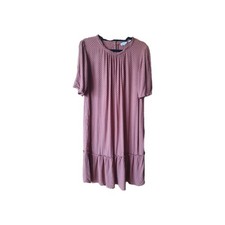 Fat Face Pink Brown Black Spot Star Print Flippy Hem Short Sleeve Dress Size 14