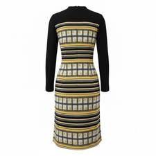 Rare 60s Kay Windsor "The Look You Love" Mod Knit Dress - Bold Graphic Print Med