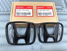 2pcs Gloss Blackfront Rear Emblem H Steer Badge For 2022-2024 11th Civic