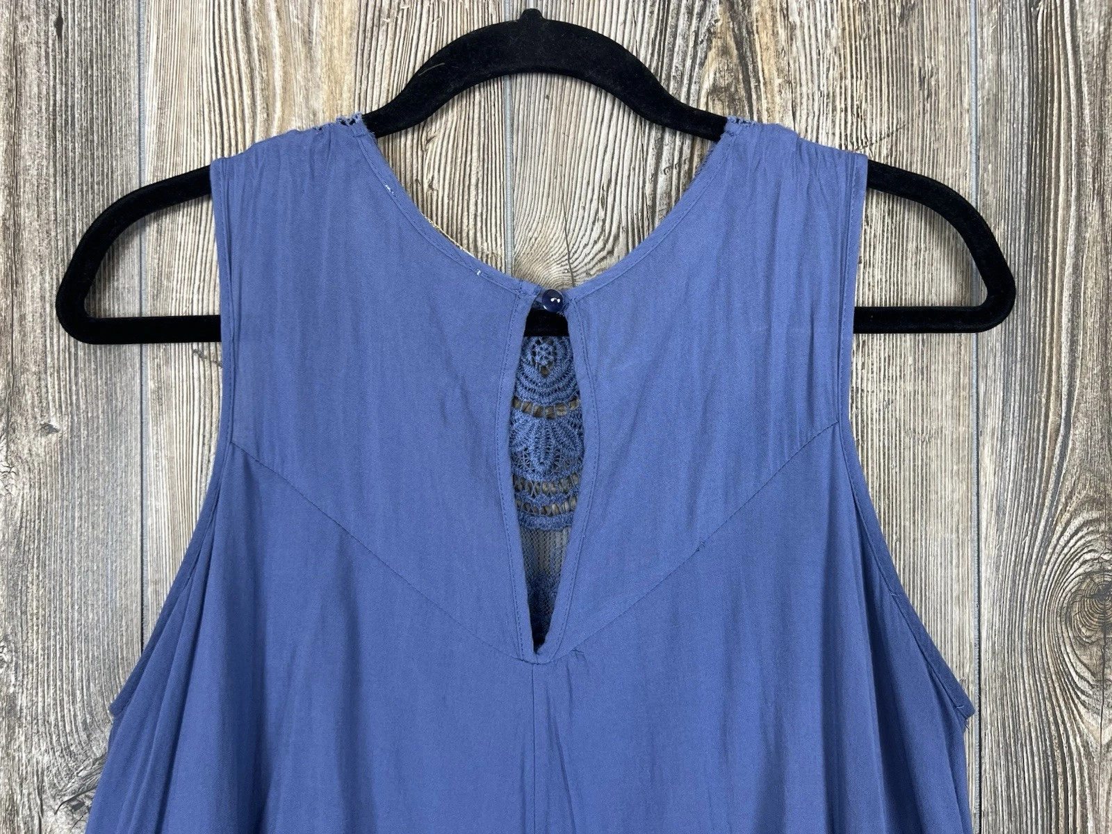VETEMENTS Mini Abito Entro Blu Uncinetto Taglia S Boho Cottagecore Femminile Romantico Chic