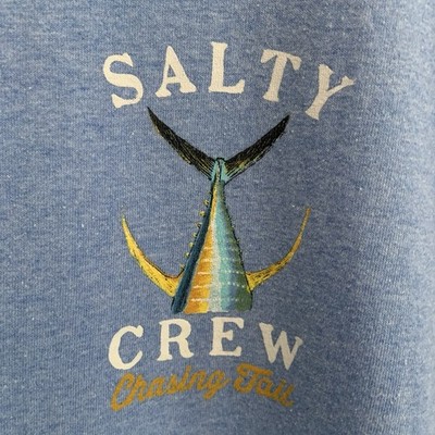 Salty Crew Chasing Tail T-Shirt Mens 2X Blue 2-Sided Bluefin Tuna Fishing GUC