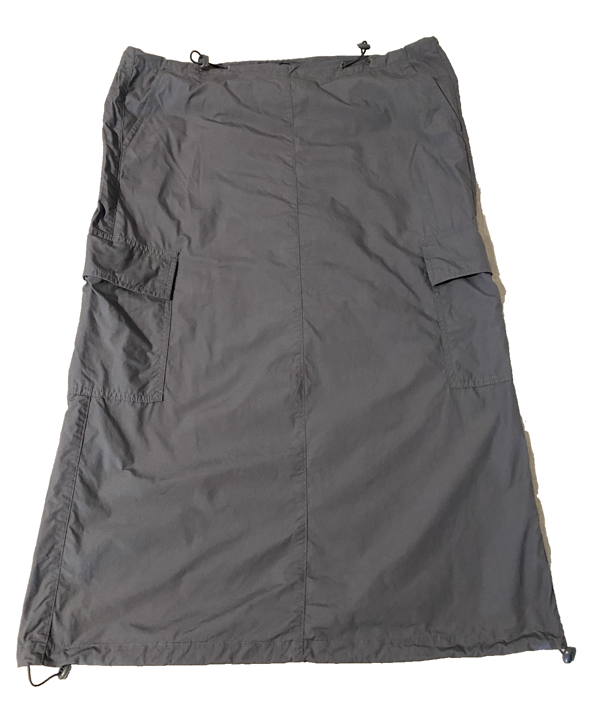 Hunter & Brown Grey Canvas Cargo Utility Maxi Skirt Size Medium Adjustable Waist