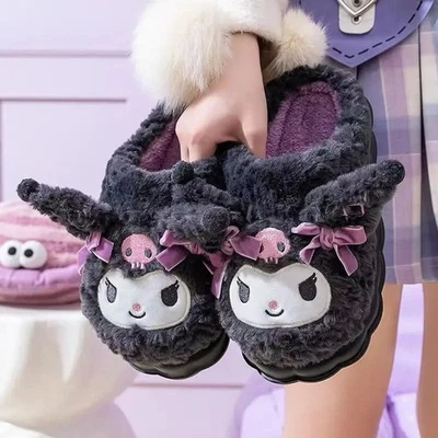 Cute Sanrio HelloKitty Cotton Slippers For girl My Melody Winter Soft Sole Slide