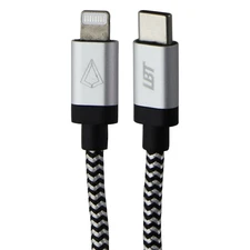 LBT (7-Ft) USB-C to  8-Pin Braided Charge Cable - Silver/White/Black