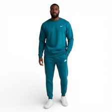 Nike Club Fleece 2 PC Sweatsuit Men's Size L Teal Matching Tracksuit Set NEW