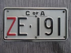 1974-75 CofA Commonwealth red Z MOTORCYCLE ZE-nnn license plate