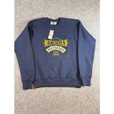 Lee University Michigan Wolverines Sweatshirt Boys M Blue Yellow Crewneck NCAA