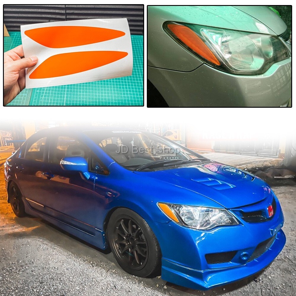 Orange Corner Light Sticker turn signal film For Honda civic FD