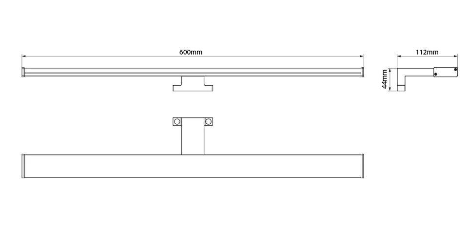 Lampada da bagno led da parete 12W 4000K luce neutra nera IP44 60centimetri - Immagine 2 di 3