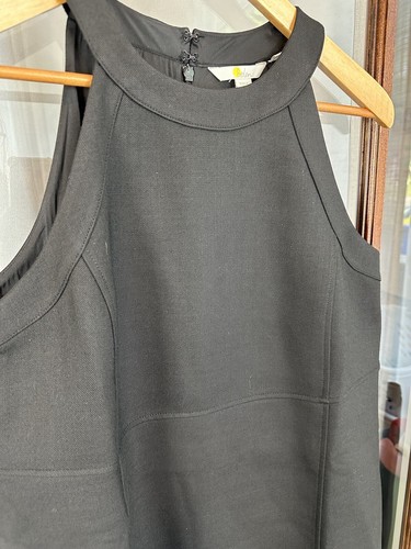 Boden Sleeveless Mini Shift Dress 8L Black D0464 Wool Blend Halter Neck Career - Picture 3 of 10