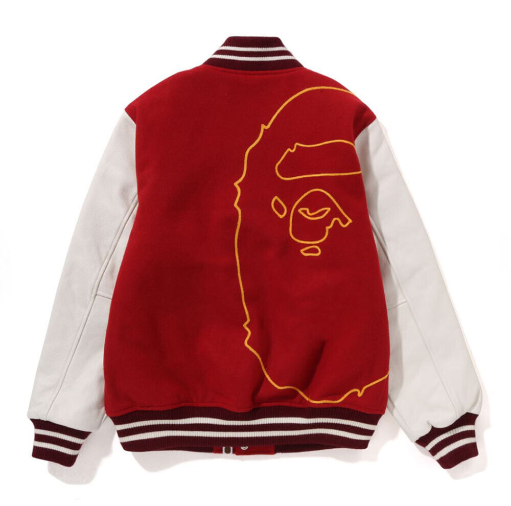 A BATHING APE Men's GIANT APE HEAD VARSITY JACKET 1I80141013 New