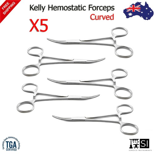 Hemostatic Artery Clamp Locking Surgical Kelly Curved Forcep 14 CM Veterinary - Bild 4 von 4