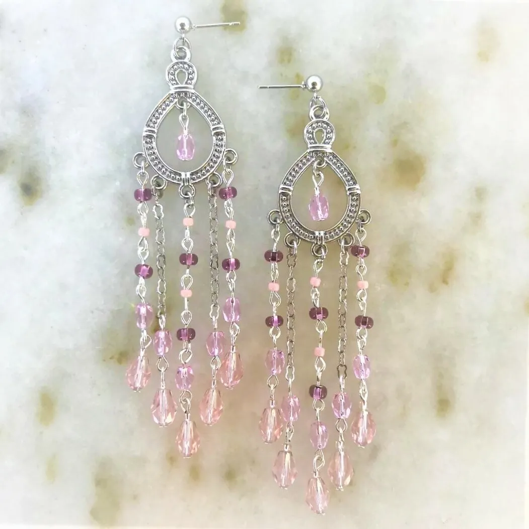 Light Pink Earrings-light Pink Rose Crystal Briolette Earrings,pink Crystal  Earrings,light Rose Teardrop Dangle,bridesmaid Pink Earrings - Etsy