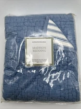 Restoration Hardware Madison Pillow Sham EURO Bedding Quilted Striped Reverses
