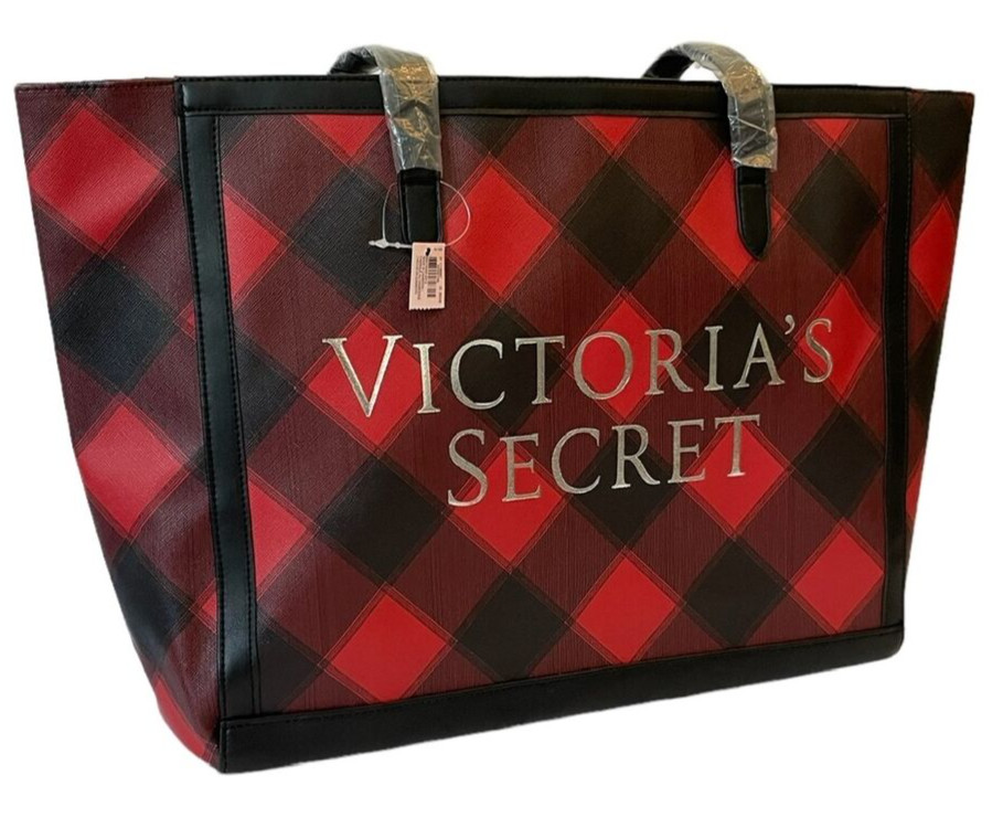 NWT Victoria's Secret Black Friday Bolsa de viaje a cuadros de fin de semana TOTE/ Hombro