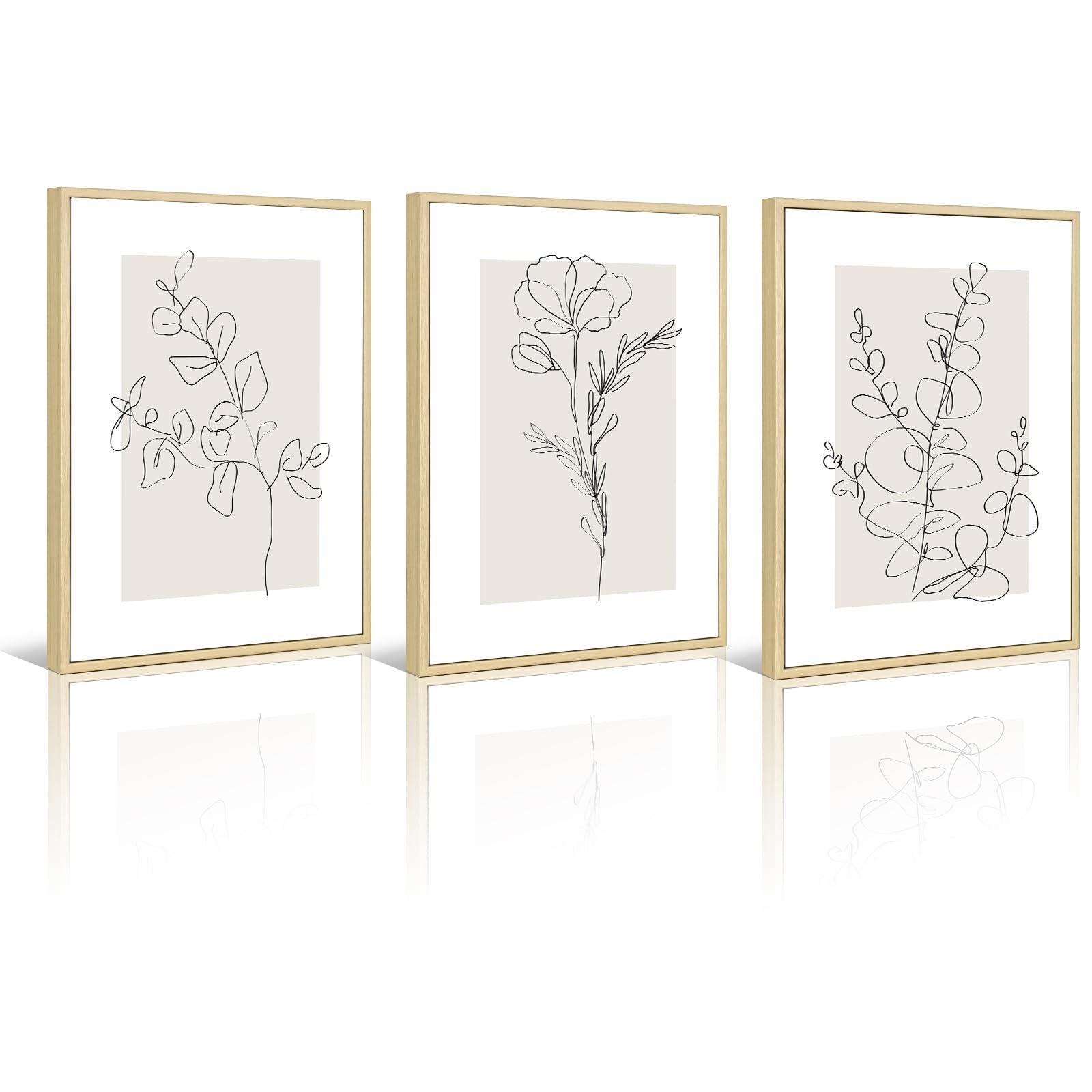 Neutral Botanical Prints Wall Art Flower Minimalist Canvas Wall Decor Vintage...