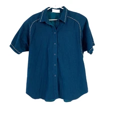 Vintage Spencer Creations Denim Silver Studded Western Shirt Chest 48" USA