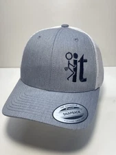 F* It Hat, Funny Stick Figure, “it” Text Men’s Hat Humor Embroidered Gray/white