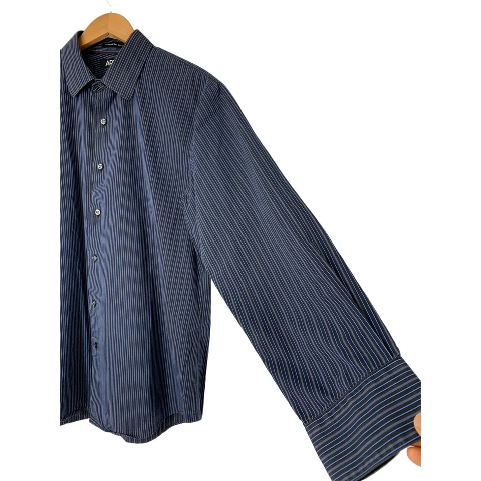Men’s Apt 9 Dress long sleeve shirt stripe size L Navy 5462 Khols - Imagem 4 de 4