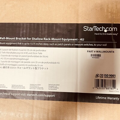 Startech Wall mount 4U Wall Mount Rack, New/Open Box