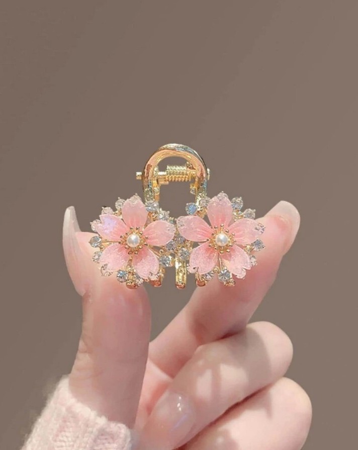 2 bonitas garras de cabello floral rosa. Nuevo. 4x3 cm. Nuevo