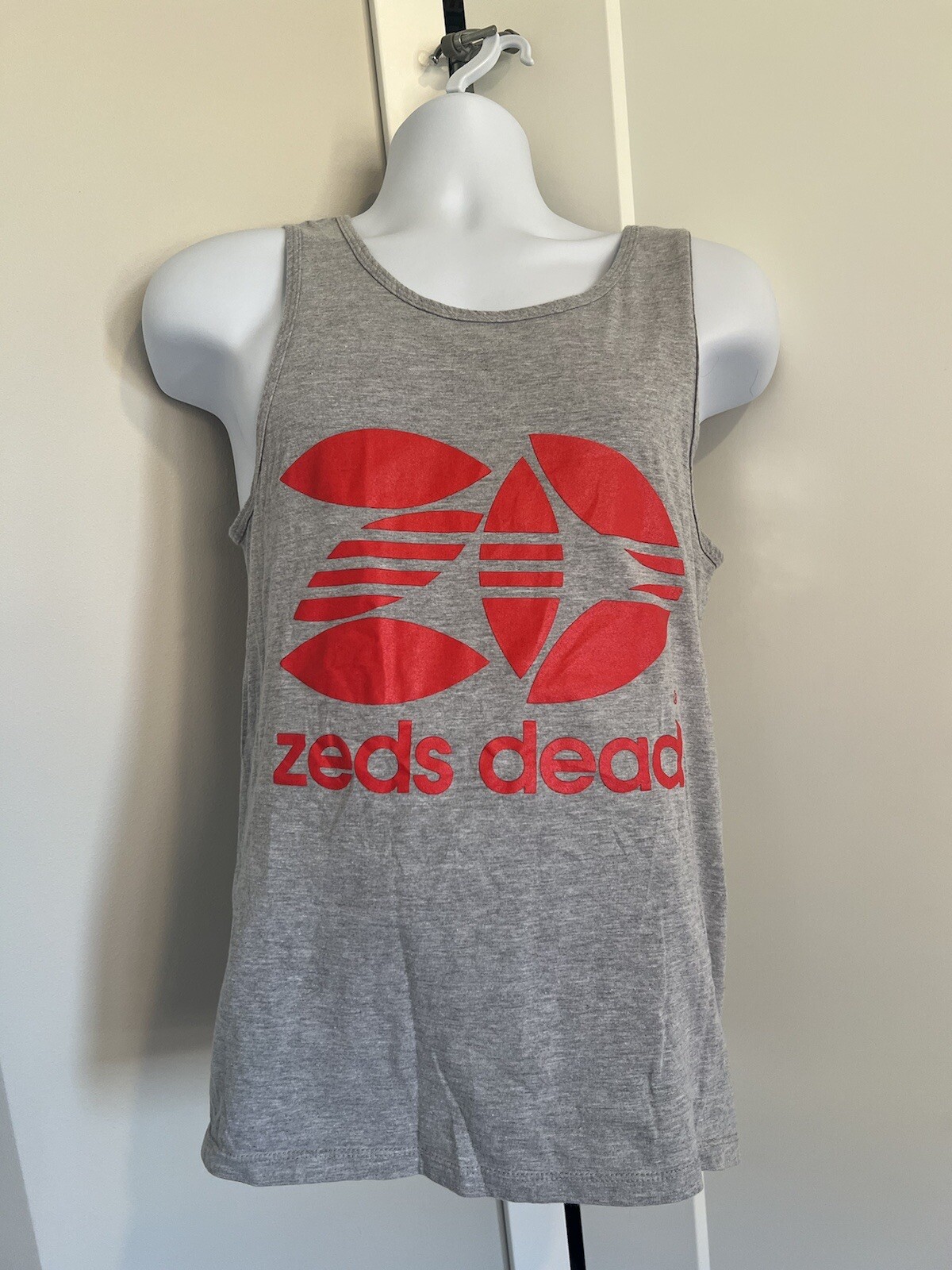 Tank Top Grey Red Sleeveless Shirt