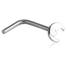 Mini Cerchio Per Naso Con Chiusura A L Placcato Oro Bianco 20G In Argento 925