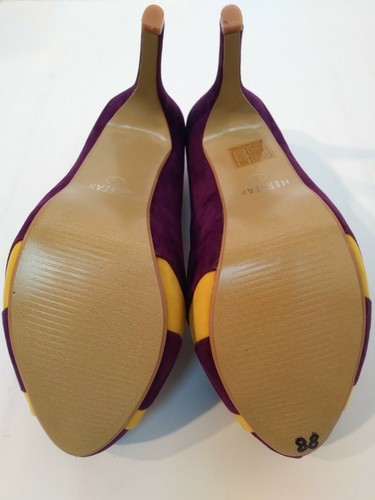 LSU Purple & Gold Fleur de Lis High Heel Pumps Platform Shoes Herstar Sz 7.5 - Picture 7 of 7