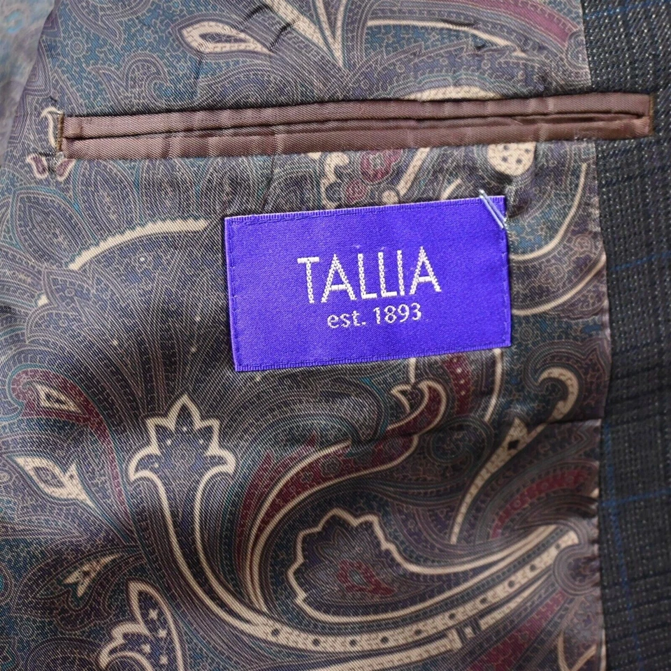 Tallia Large Brown Glenn Plaid Mens Blazer Sport Coat Suit Jacket - Image 4 of 4