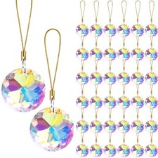 XunYee 36 Pcs Crystal Glass Christmas Balls Ornaments, 1.18" Mini Round Hangi...
